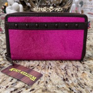 NWT Pink Cowhide and Leather Long Wallet